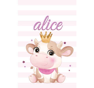 Crowned Cow With Name nursery roller blind - TenStickers