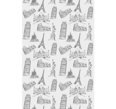 Most famous monuments pattern More vintage blind - TenStickers