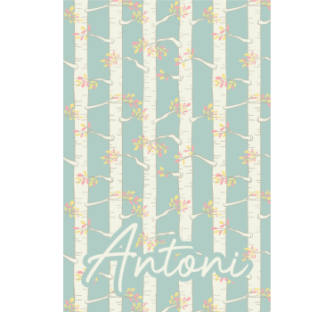 Birches with name tree roller blind - TenStickers