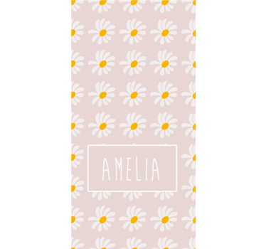 Daisy floral with name kids roller blind - TenStickers