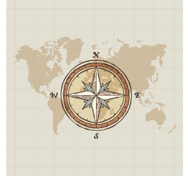 vintage cartography and compass World map blind - TenStickers