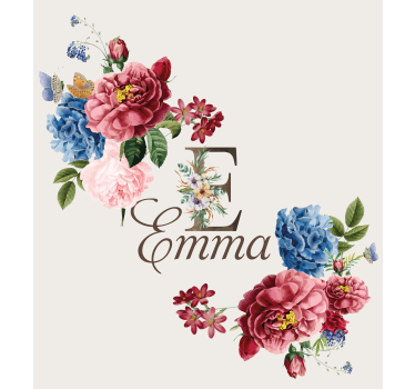 Floral initial custom printed window roller blind - TenStickers