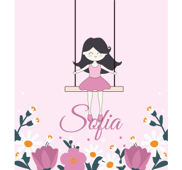 Girl on a swing custom printed window roller blind - TenStickers