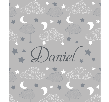 Gray starry clouds custom printed window roller blind - TenStickers