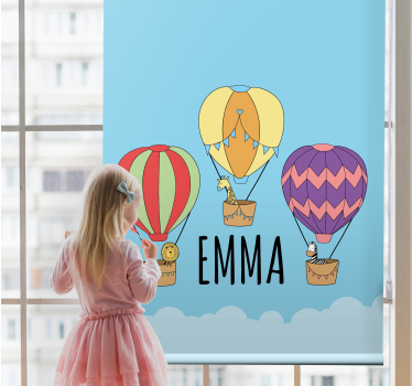 Balloon adventure with name kids roller blind - TenStickers