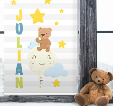 Bear holding star with name kids roller blind - TenStickers
