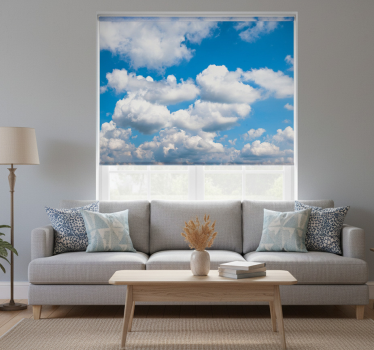 Beautiful blue sky with clouds living room roller blind - TenStickers