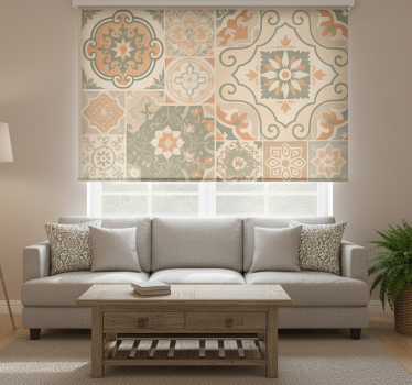 Beige roller blind cement tiles in various sizes - TenStickers