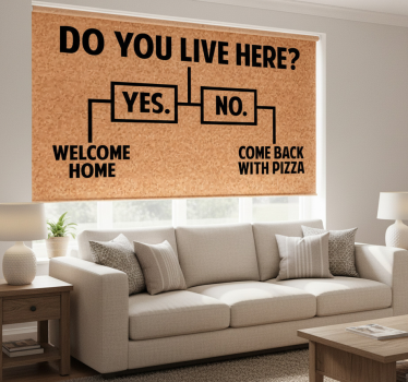 Beige roller blind do you live here pizza - TenStickers