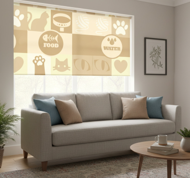 Beige roller blind for cats' food and water - TenStickers