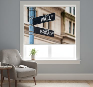 Beige roller blind new york wall street sign - TenStickers