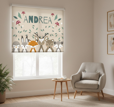 Beige roller blind personalized animal designs for kids - TenStickers