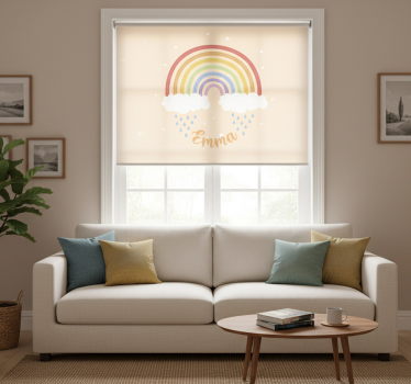 Beige roller blind watercolor rainbow personalized - TenStickers