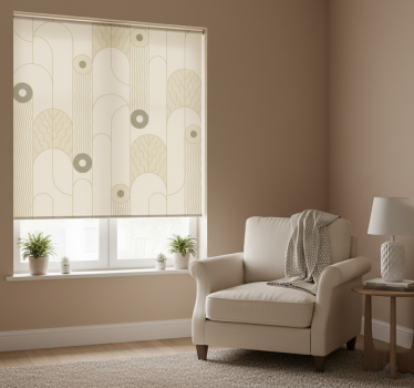 Beige roller blind with abstract beige lines - TenStickers