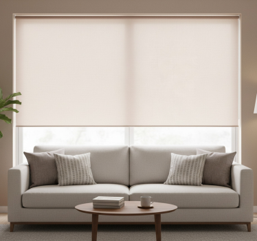 Beige roller blind with subtle linen texture - TenStickers