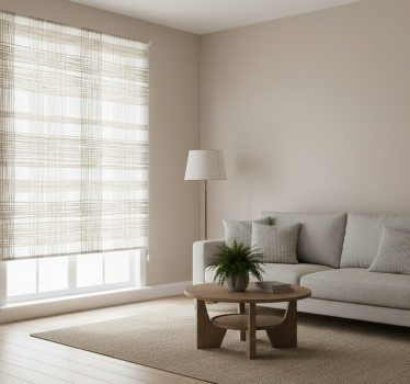 Beige roller blind with thin beige jute pattern - TenStickers