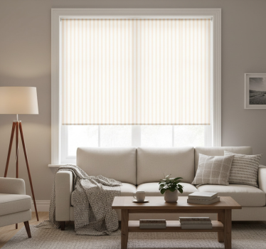 Beige roller blind with white beige thin stripes - TenStickers
