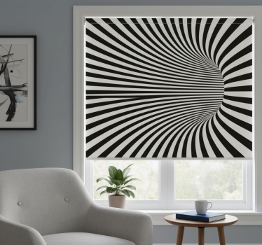 Black roller blind with 3d curved tunnel design - TenStickers