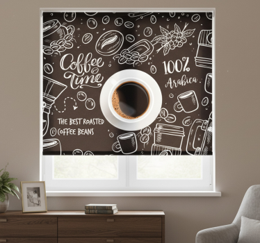 Black roller blind coffee time designs - TenStickers