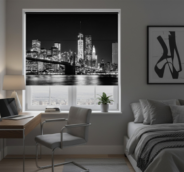 Black roller blind east river new york mural - TenStickers