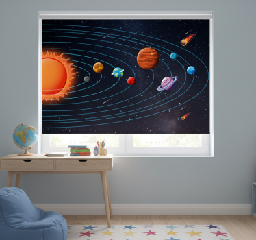 Black roller blind space-themed for kids - TenStickers
