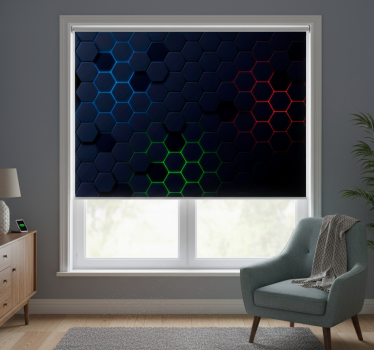 Black roller blind with dark hexagonal 3d effect - TenStickers