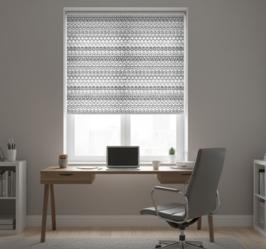 Black roller blind with hand drawn tribal design - TenStickers