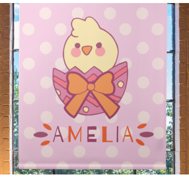 Baby chick with bow and name custom roller blind - TenStickers