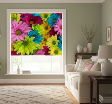 Colorful flowers living room roller blind - TenStickers
