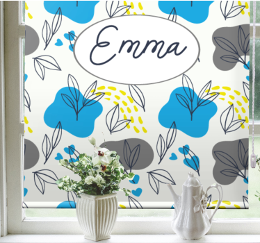 Custom floral name roller blind flowers - TenStickers
