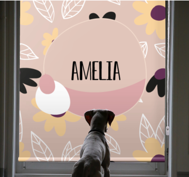 Custom roller blind floral name design - TenStickers