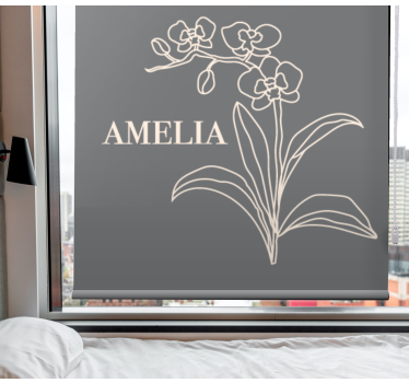 Elegant gray design with name roller blind flowers - TenStickers