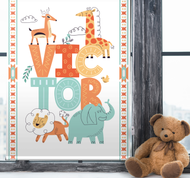 Savage animals with name kids roller blind - TenStickers