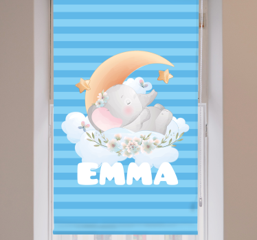 Cute animals elephant with name Babys blind - TenStickers