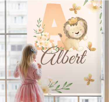 Cute animals lioness with name Babys blind - TenStickers