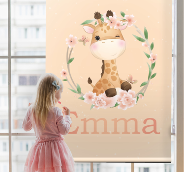Cute giraffe for girl with name Babys blind - TenStickers
