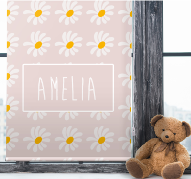 Daisy floral with name kids roller blind - TenStickers