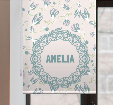 Name with delicate floral motif teenage roller blind - TenStickers