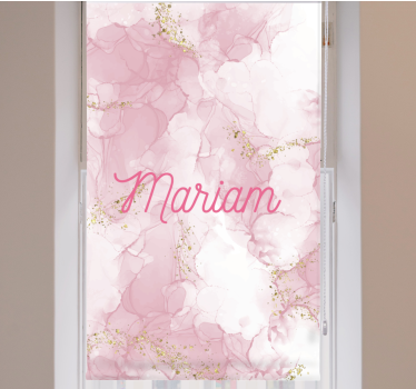 Pink marble with name elegant roller blind - TenStickers