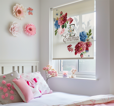 Floral initial custom printed window roller blind - TenStickers