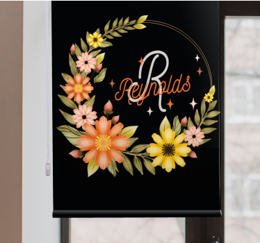 Elegant initial and name roller blind flowers - TenStickers
