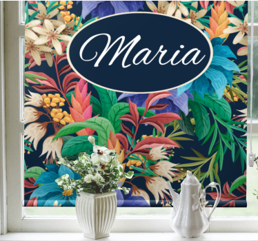 Floral Name Personalization roller blind flowers - TenStickers