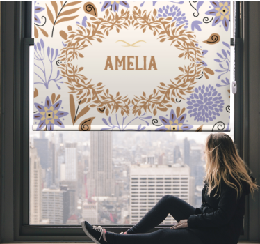 Floral roller blind custom floral design - TenStickers