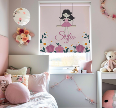 Girl on a swing custom printed window roller blind - TenStickers