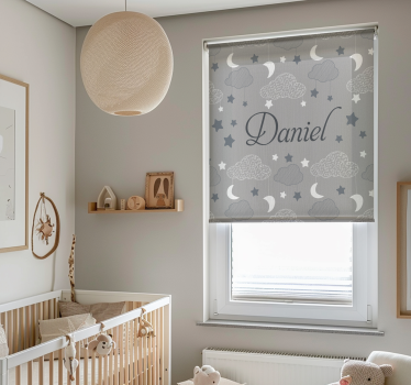 Gray starry clouds custom printed window roller blind - TenStickers