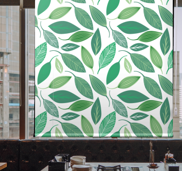 Green leaves pattern More flowers and plant roller blind - TenStickers