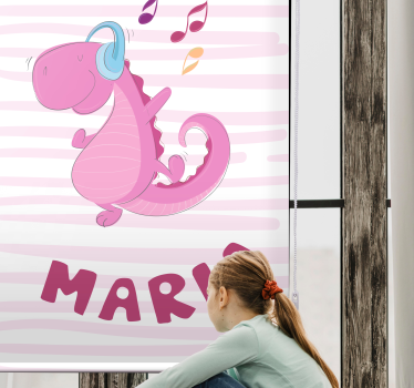 Happy green T-rex Personalized blind - TenStickers