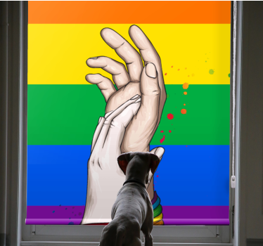 Human hands and lgbt rainbow ribbon Other roller blind - TenStickers
