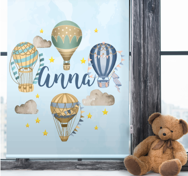 Hot airballoons with name custom roller blind - TenStickers