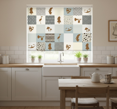 Kitchen roller blind alice in wonderland design - TenStickers